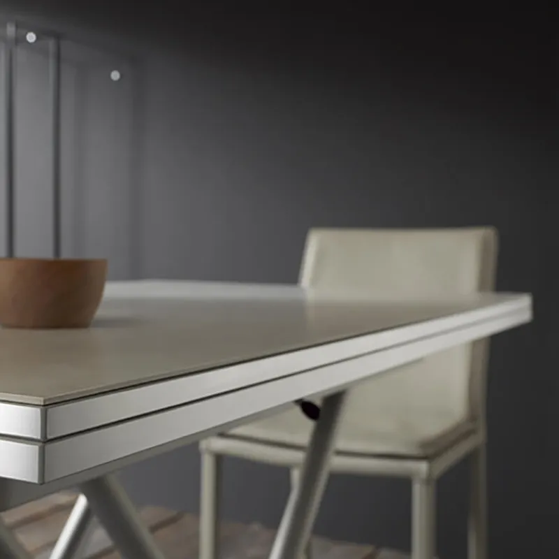 Altacom Bessy Table basse relevable avec plateau pliant en céramique et pieds métal* Table De Salon|Table Pour Petit Espace