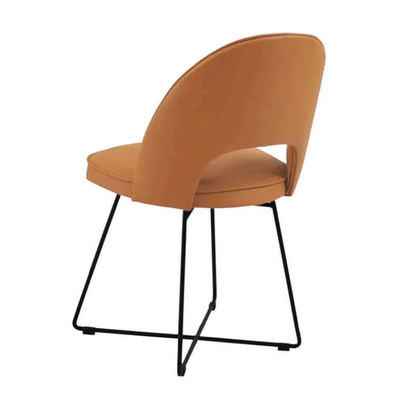 Sessio Bistrot Chaise cosy en tissu dossier ajouré avec pieds design* Chaise De Salle à Manger