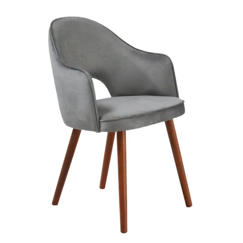 Sessio Bistrot Fauteuil cosy en tissu avec dossier ajouré et pieds bois* Chaise De Salle à Manger|Chaise Salon