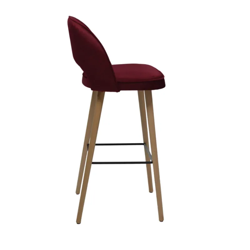 Sessio Bistrot Tabouret de bar en tissu dossier ajouré avec pieds en bois* Tabouret De Bar (assise +/- 80 Cm)