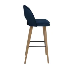 Sessio Bistrot Tabouret de bar en tissu dossier ajouré avec pieds en bois* Tabouret De Bar (assise +/- 80 Cm)