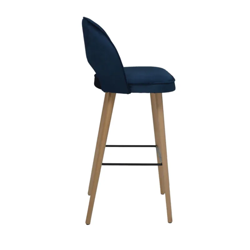 Sessio Bistrot Tabouret de bar en tissu dossier ajouré avec pieds en bois* Tabouret De Bar (assise +/- 80 Cm)