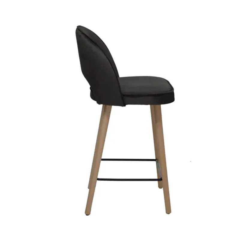 Sessio Bistrot Tabouret snack en tissu dossier ajouré avec pieds en bois* Tabouret Snack (assise +/- 65 Cm)|Tabouret De Bar (assise +/- 80 Cm)