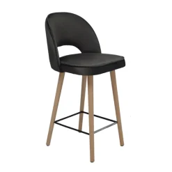 Sessio Bistrot Tabouret snack en tissu dossier ajouré avec pieds en bois* Tabouret Snack (assise +/- 65 Cm)|Tabouret De Bar (assise +/- 80 Cm)