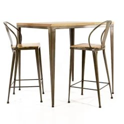 Jayso Bolonia AM412 Table industrielle carrée en métal et bois* Table De Cuisine