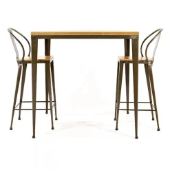 Jayso Bolonia AM412 Table industrielle carrée en métal et bois* Table De Cuisine