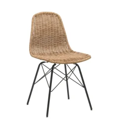 BornéoChaise tressée bohème avec pieds Eiffel* Chaise De Salle à Manger|Chaise Salon