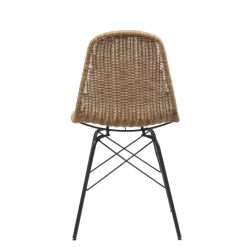BornéoChaise tressée bohème avec pieds Eiffel* Chaise De Salle à Manger|Chaise Salon