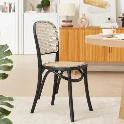 BrasserieChaise bistrot en bois et cannage* Chaise De Cuisine|Chaise De Salle à Manger