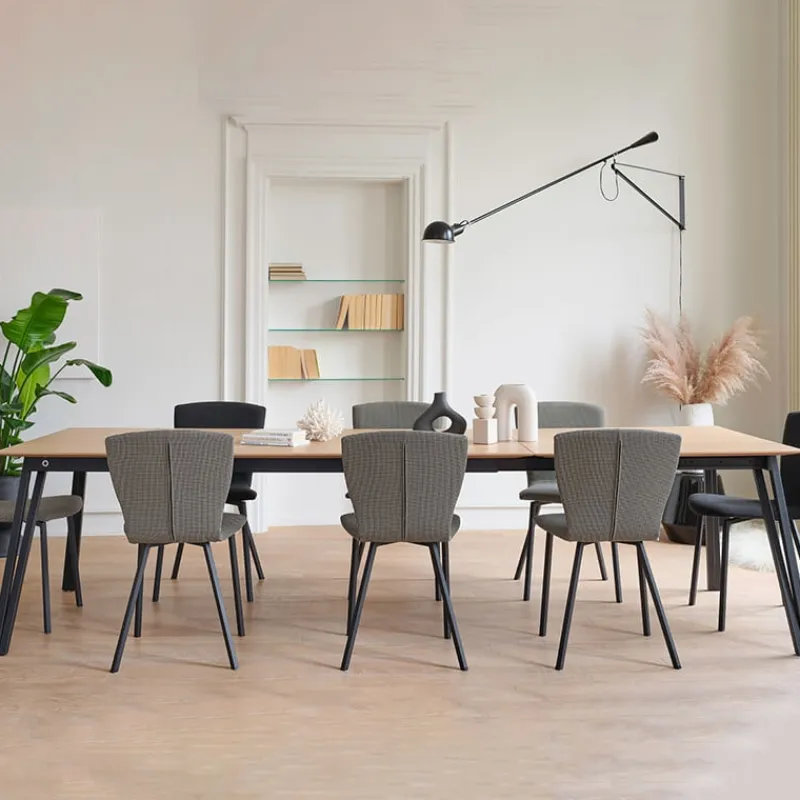 Mobitec Brest ® Table en bois massif extensible avec pieds en métal forme épingle* Table De Salle à Manger