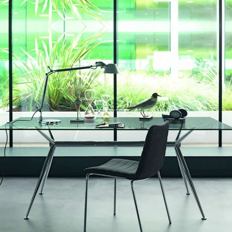 Midj Brioso ® Table en verre design avec pieds en X métalliques* Table De Salle à Manger