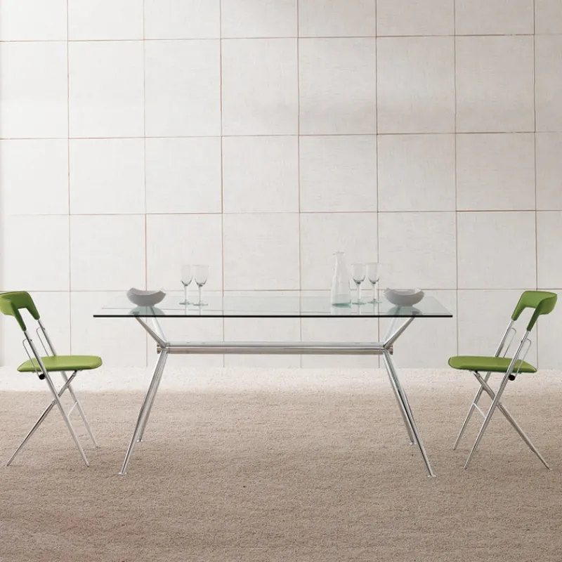 Midj Brioso ® Table en verre design avec pieds en X métalliques* Table De Salle à Manger