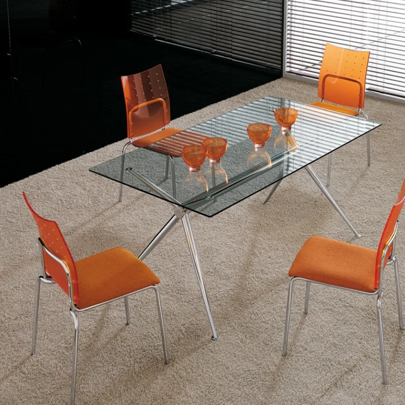 Midj Brioso ® Table en verre design avec pieds en X métalliques* Table De Salle à Manger