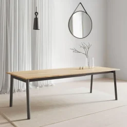 Perfecta Bérénice Table extensible en mélaminé chêne naturel avec pieds en métal noir* Table De Salle à Manger