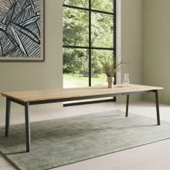 Perfecta Bérénice Table extensible en mélaminé chêne naturel avec pieds en métal noir* Table De Salle à Manger