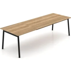Perfecta Bérénice Table extensible en mélaminé chêne naturel avec pieds en métal noir* Table De Salle à Manger