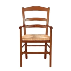 Brocéliande Fauteuil en bois rustique et paille* Chaise De Cuisine|Chaise De Salle à Manger