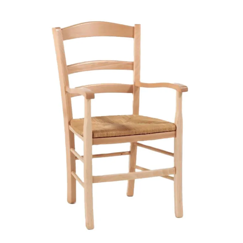 Brocéliande Fauteuil en bois rustique et paille* Chaise De Cuisine|Chaise De Salle à Manger