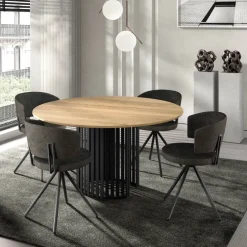 Perfecta Canvas Table design ronde avec pied central en métal* Table De Salle à Manger
