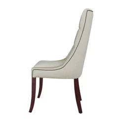 Lujosa Carol Chaise matelassée en tissu pieds bois* Chaise De Salle à Manger|Chaise Salon