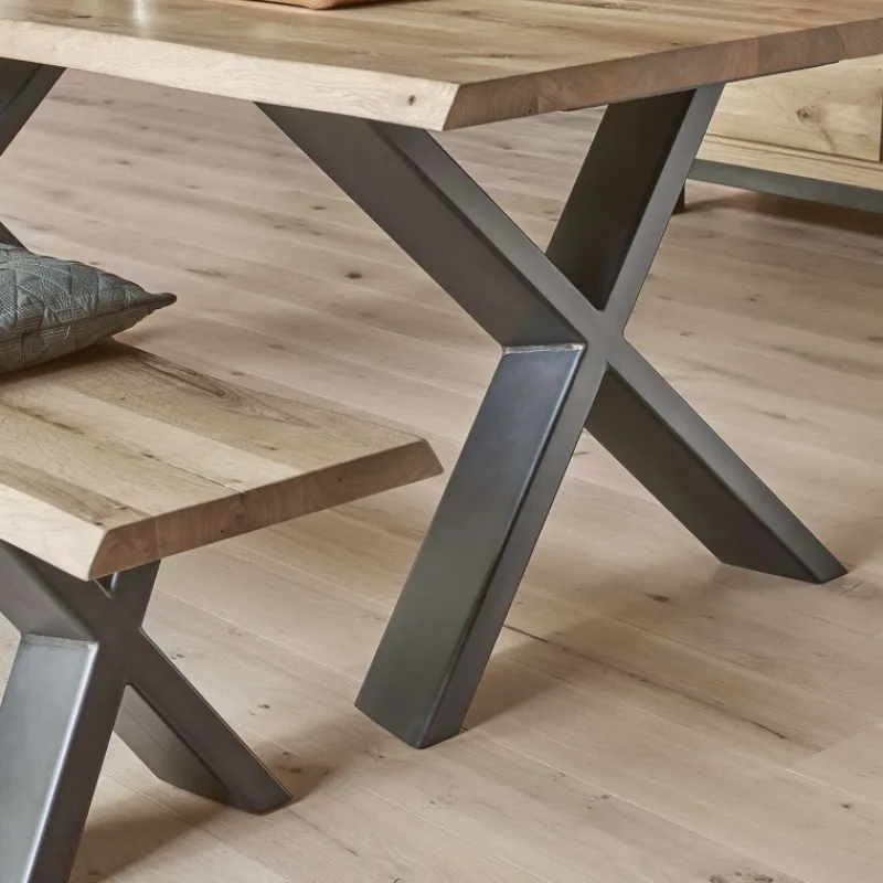 Corom export Carte Table extensible rectangulaire en chêne massif et métal pieds en X* Table De Salle à Manger