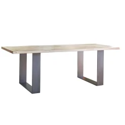 Corom export Carte Table industrielle rectangulaire en chêne massif et pieds traineau* Table De Salle à Manger