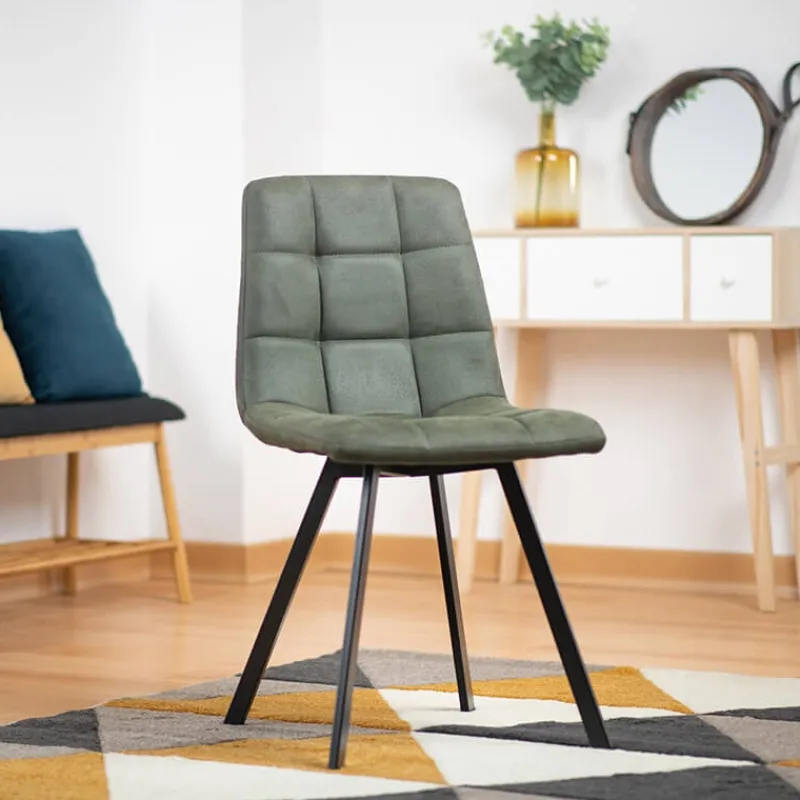 CarviChaise moderne matelassée en tissu avec pied en métal* Chaise Salon|Chaise Pour Chambre