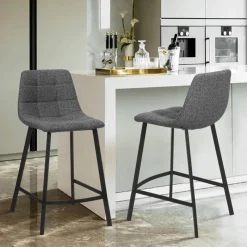 CarviTabouret matelassé hauteur snack en tissu* Tabouret Snack (assise +/- 65 Cm)|Tabouret De Bar (assise +/- 80 Cm)