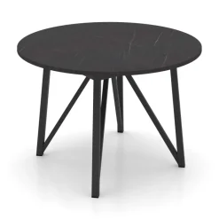 Perfecta Clair de Lune Table ronde extensible en stratifié imitation marbre avec pieds en métal anthracite* Table De Salle à Manger