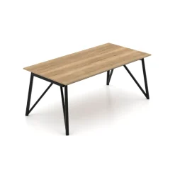 Perfecta Claire Table design extensible en mélaminé imitation chêne naturel avec pieds en métal noir* Table De Salle à Manger