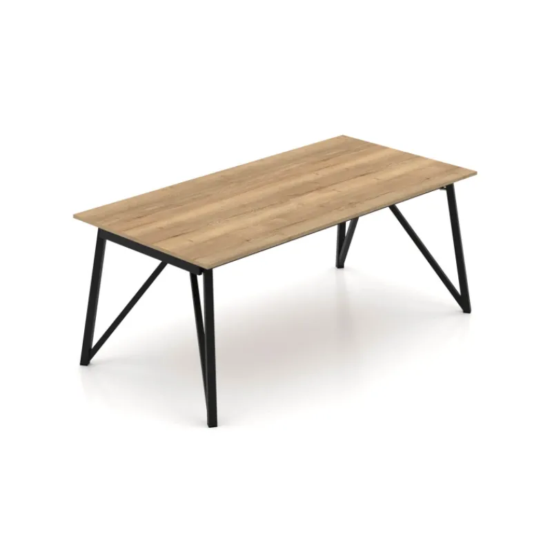 Perfecta Claire Table design extensible en mélaminé imitation chêne naturel avec pieds en métal noir* Table De Salle à Manger