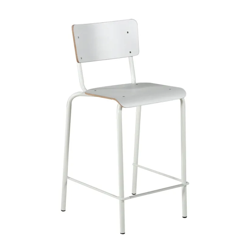 Perfecta Collège Tabouret snack vintage avec dossier en bois et métal* Tabouret Snack (assise +/- 65 Cm)|Tabouret De Bar (assise +/- 80 Cm)