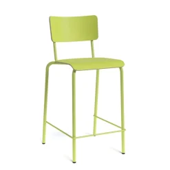Perfecta Collège Tabouret snack vintage avec dossier en bois et métal* Tabouret Snack (assise +/- 65 Cm)|Tabouret De Bar (assise +/- 80 Cm)