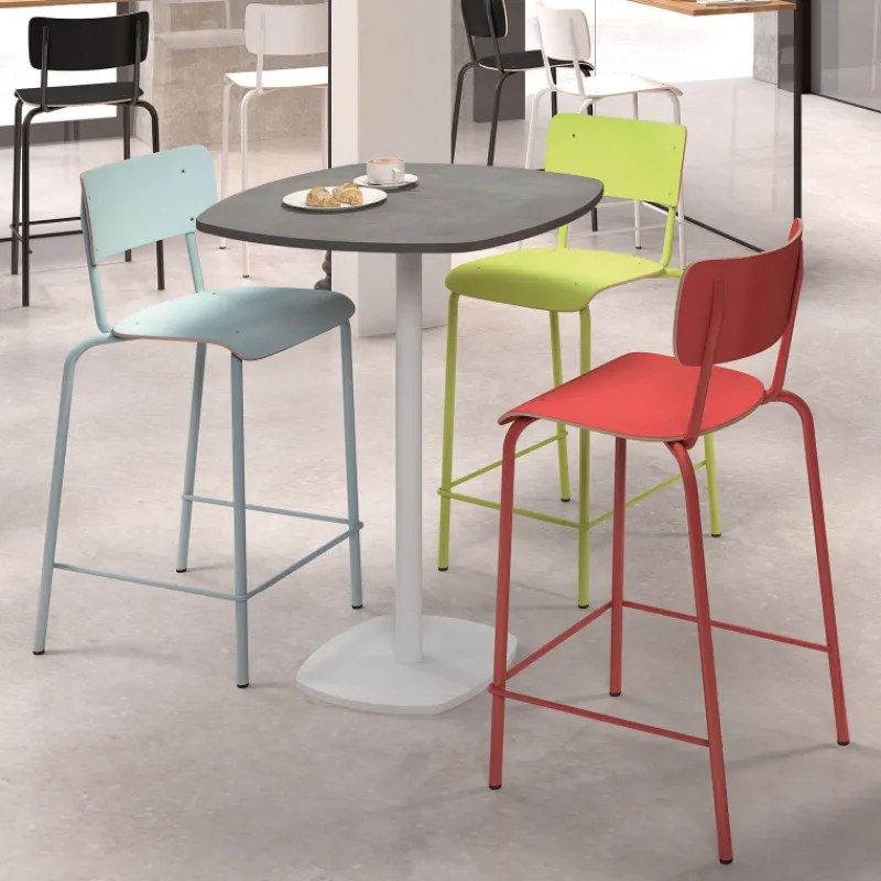 Perfecta Collège Tabouret snack vintage avec dossier en bois et métal* Tabouret Snack (assise +/- 65 Cm)|Tabouret De Bar (assise +/- 80 Cm)