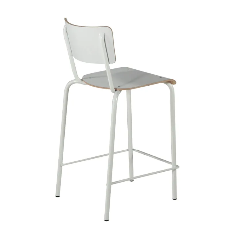 Perfecta Collège Tabouret snack vintage avec dossier en bois et métal* Tabouret Snack (assise +/- 65 Cm)|Tabouret De Bar (assise +/- 80 Cm)