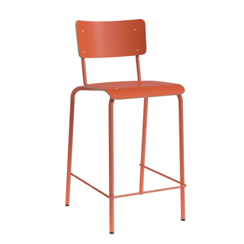 Perfecta Collège Tabouret snack vintage avec dossier en bois et métal* Tabouret Snack (assise +/- 65 Cm)|Tabouret De Bar (assise +/- 80 Cm)
