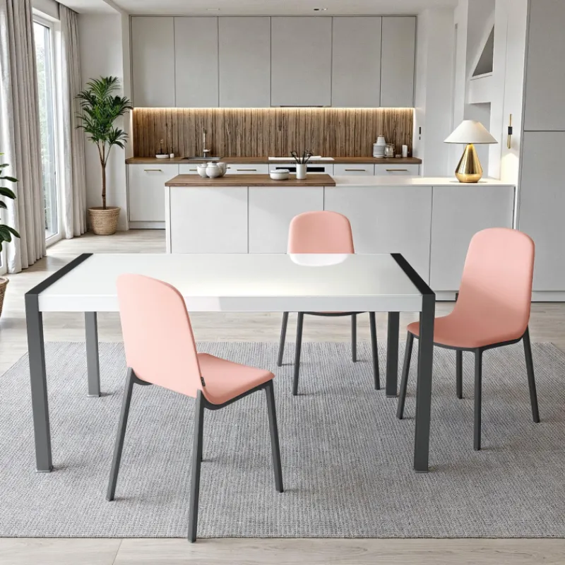 Cancio Concept métal Table en verre extensible* Table De Cuisine