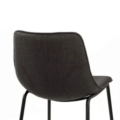 CoqueTabouret snack coque en tissu gris et pieds en métal noir* Tabouret Snack (assise +/- 65 Cm)|Tabouret De Bar (assise +/- 80 Cm)