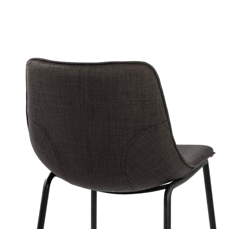 CoqueTabouret snack coque en tissu gris et pieds en métal noir* Tabouret Snack (assise +/- 65 Cm)|Tabouret De Bar (assise +/- 80 Cm)