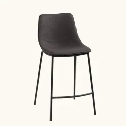 CoqueTabouret snack coque en tissu gris et pieds en métal noir* Tabouret Snack (assise +/- 65 Cm)|Tabouret De Bar (assise +/- 80 Cm)
