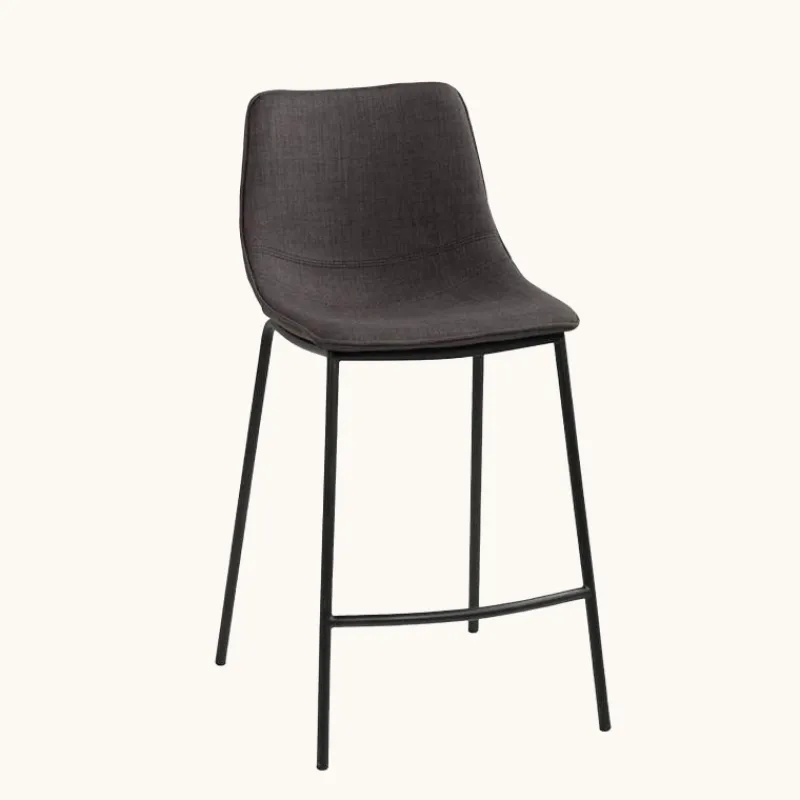 CoqueTabouret snack coque en tissu gris et pieds en métal noir* Tabouret Snack (assise +/- 65 Cm)|Tabouret De Bar (assise +/- 80 Cm)