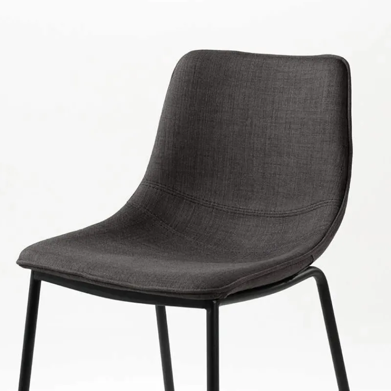 CoqueTabouret snack coque en tissu gris et pieds en métal noir* Tabouret Snack (assise +/- 65 Cm)|Tabouret De Bar (assise +/- 80 Cm)