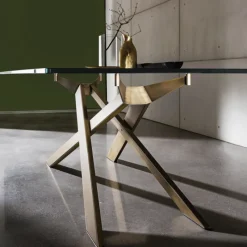 Sovet Italia Cross Sovet® Table de salle à manger design en verre et métal* Table De Salle à Manger