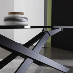 Sovet Italia Cross Sovet® Table de salle à manger design en verre et métal* Table De Salle à Manger