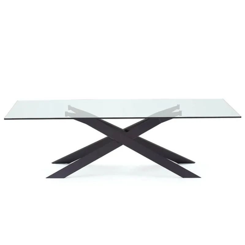 Sovet Italia Cross Sovet® Table de salle à manger design en verre et métal* Table De Salle à Manger