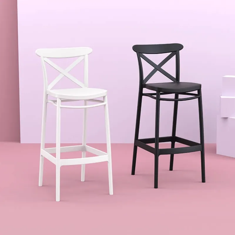 Cross Tabouret de bar moderne avec dossier en polypropylène* Tabouret De Bar (assise +/- 80 Cm)