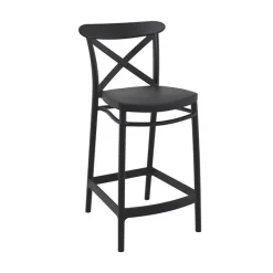 Cross Tabouret snack moderne en polypropylène avec dossier* Tabouret Snack (assise +/- 65 Cm)|Tabouret De Bar (assise +/- 80 Cm)