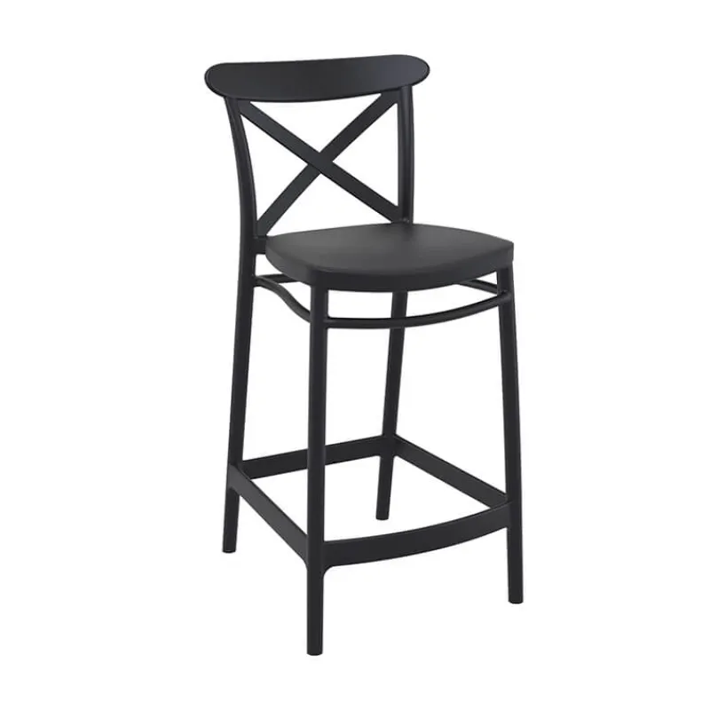 Cross Tabouret snack moderne en polypropylène avec dossier* Tabouret Snack (assise +/- 65 Cm)|Tabouret De Bar (assise +/- 80 Cm)