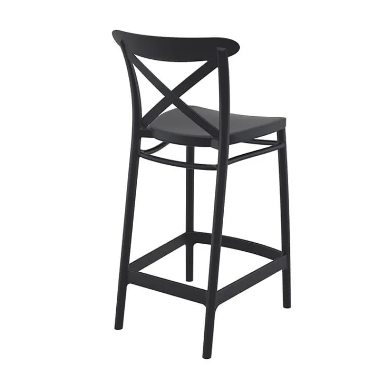 Cross Tabouret snack moderne en polypropylène avec dossier* Tabouret Snack (assise +/- 65 Cm)|Tabouret De Bar (assise +/- 80 Cm)