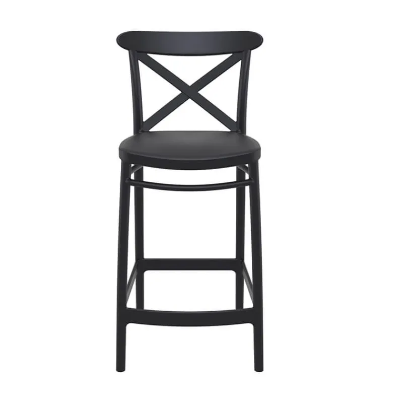 Cross Tabouret snack moderne en polypropylène avec dossier* Tabouret Snack (assise +/- 65 Cm)|Tabouret De Bar (assise +/- 80 Cm)